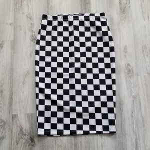 black and white checkered skirt
